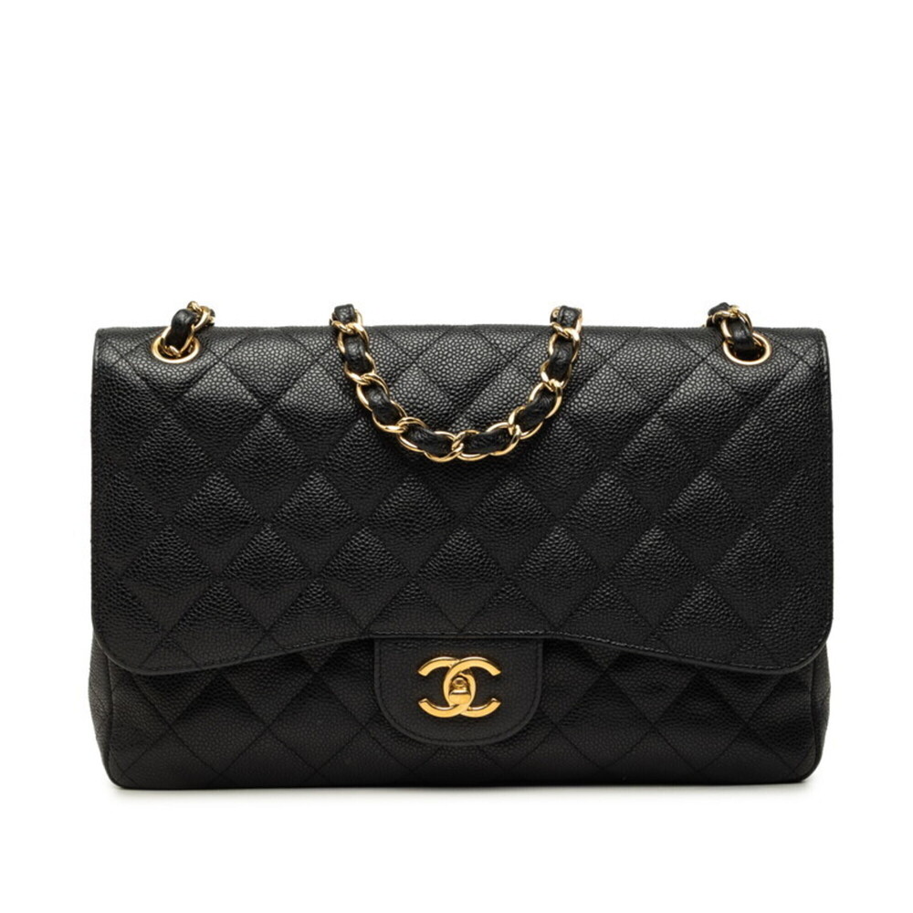 Chanel Coco Mark Matelassé Double Flap Chain Shoulder Bag A58600 Black Gold C...